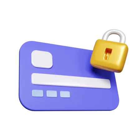 3 D Credit Bank Card Security Protection Credit Card With Lock Sign At Top Right Icon Isolated On White Background 3 D Rendering Illustration Clipping Path 3D Icon