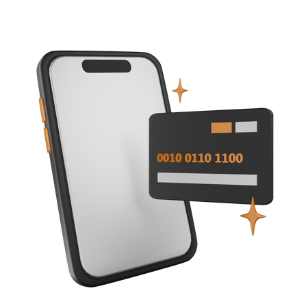 Credit Card On Smartphone  3D Icon