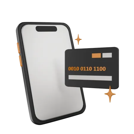 Credit Card On Smartphone  3D Icon