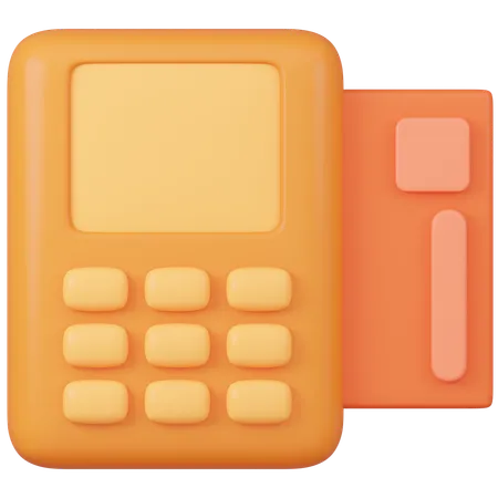 Orange Credit Card Payment Terminal Isolated 3D Icon