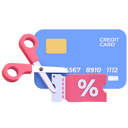 Credit card payment discount voucher  3D Icon