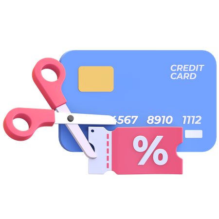 Credit card payment discount voucher  3D Illustration