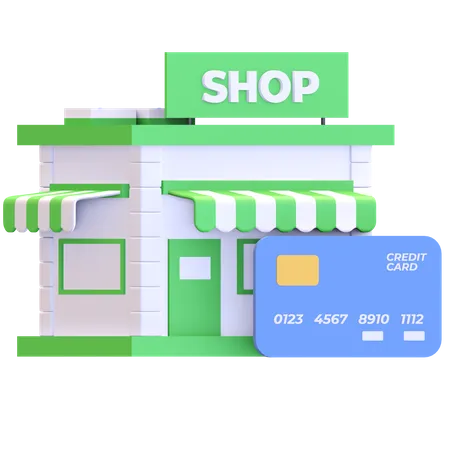 Credit card payment store  3D Illustration