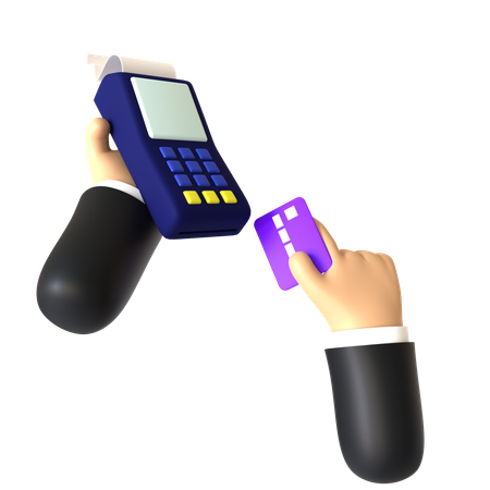 Credit Card Swiping Hand Gesture  3D Illustration