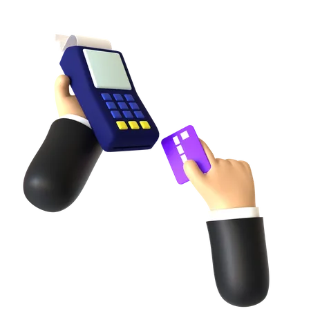 Credit Card Swiping Hand Gesture  3D Illustration