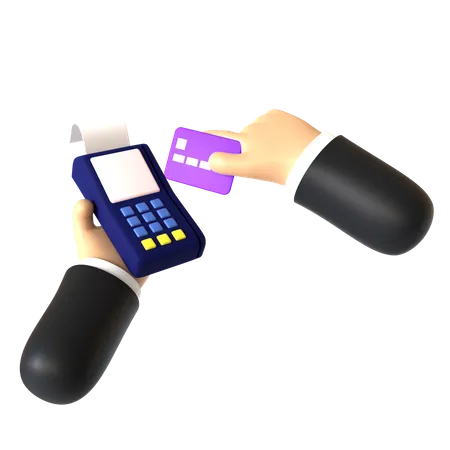 Credit Card Swiping Hand Gesture  3D Illustration