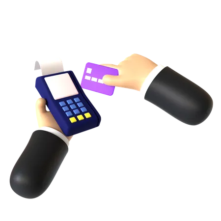 Credit Card Swiping Hand Gesture 3D Illustration