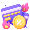 credit card in fire 3d illustration