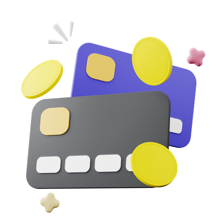 Credit Card With Coins  3D Icon