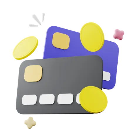 3 D Illustration Of Credit Card With Coins 3D Icon