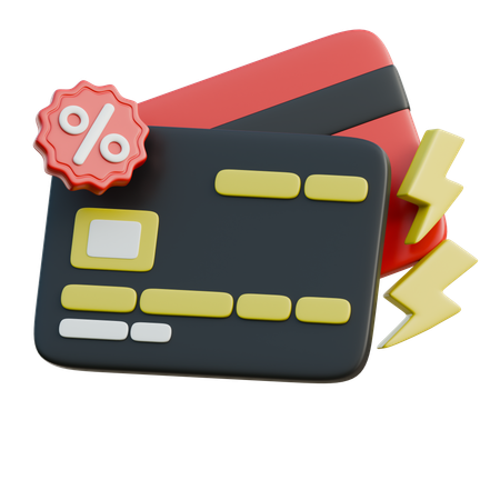Credit Card with Flash Sale  3D Icon