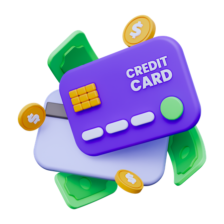 Credit Card with Money  3D Icon