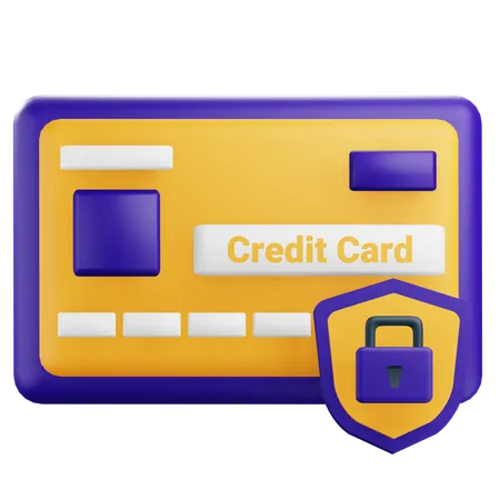 3 D Credit Card With Padlock Illustration 3D Icon