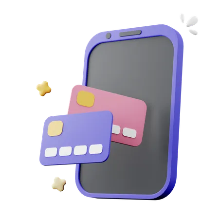 3 D Illustration Of Credit Card With Smartphone 3D Icon