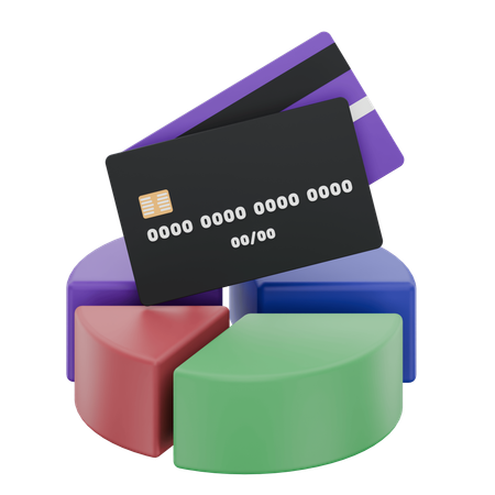 Credit Cards And Pie Chart  3D Icon