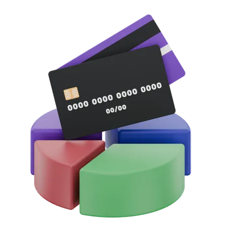 Credit Cards And Pie Chart  3D Icon