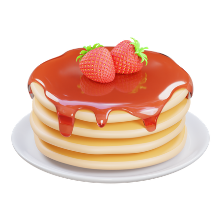 Crêpe aux fraises  3D Icon