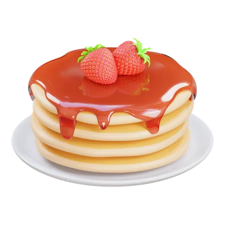 Crêpe aux fraises  3D Icon