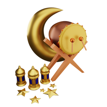 Crescent And Lantern  3D Icon