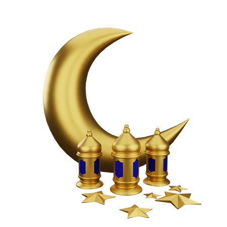 Crescent And Lantern  3D Icon