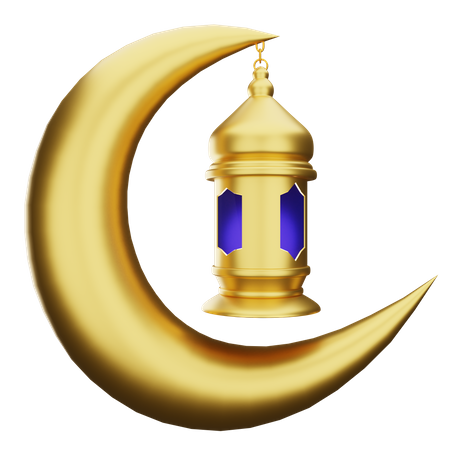 Crescent And Lantern  3D Illustration