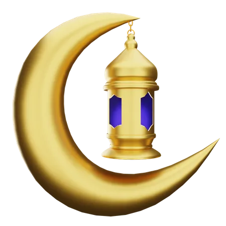 Crescent And Lantern  3D Illustration