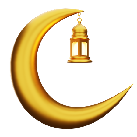 Crescent And Lantern  3D Illustration