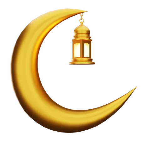 Crescent And Lantern  3D Illustration