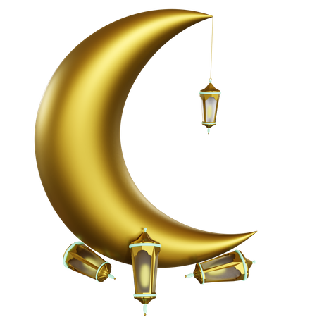 Crescent And Lantern  3D Illustration