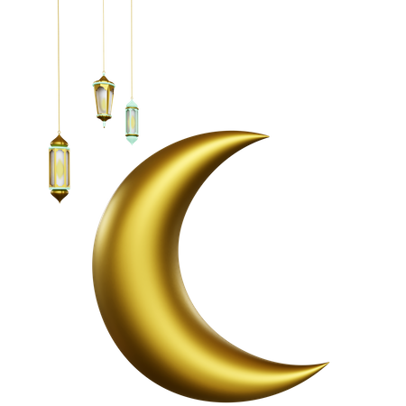 Crescent And Lantern  3D Illustration