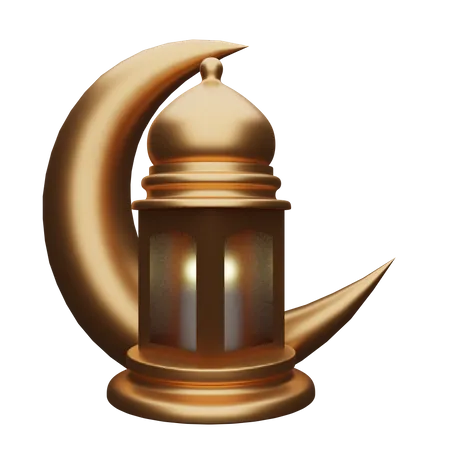 Crescent And Lantern  3D Illustration