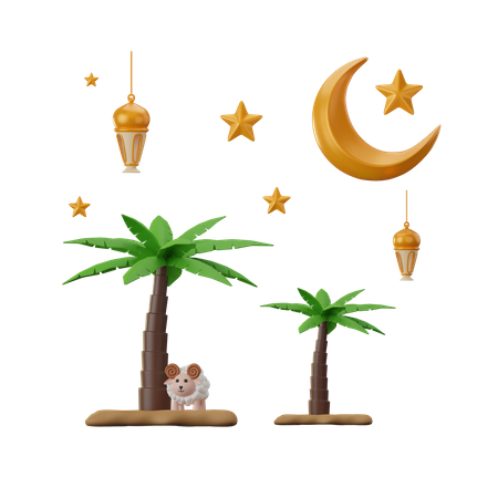 Crescent And Moon  3D Icon