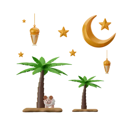 Crescent And Moon  3D Icon