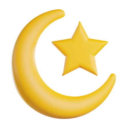 Crescent and Star 3D Icon