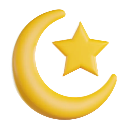 Crescent and Star 3D Icon
