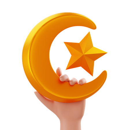 Crescent And Star  3D Icon