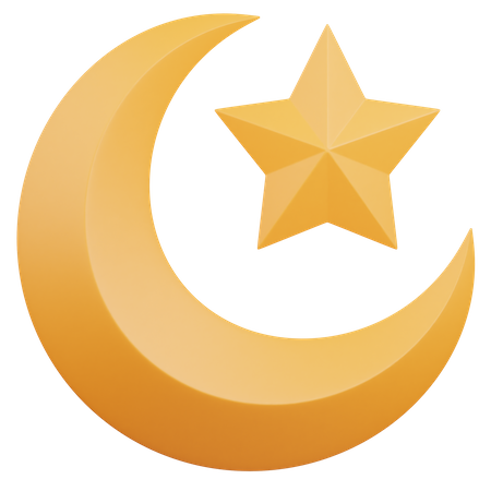 Crescent And Star  3D Icon