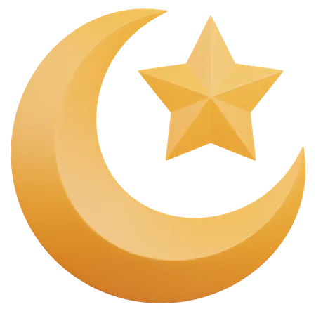 Crescent And Star  3D Icon