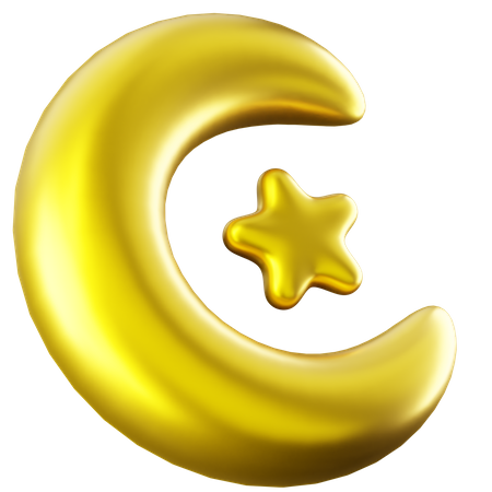 Crescent and Star  3D Icon