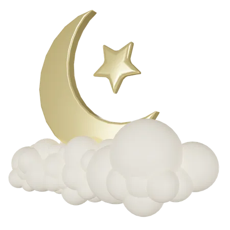 Crescent And Star  3D Icon