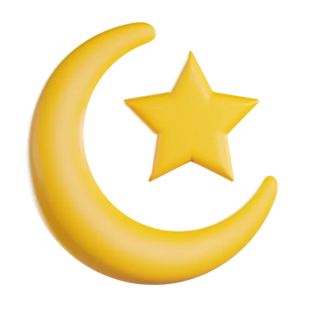 Crescent and Star  3D Icon