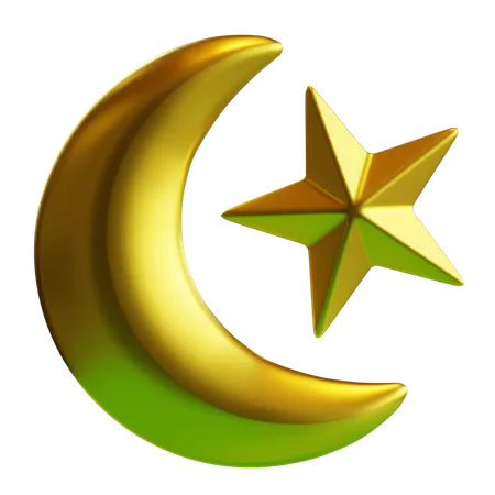 Crescent And Star  3D Icon