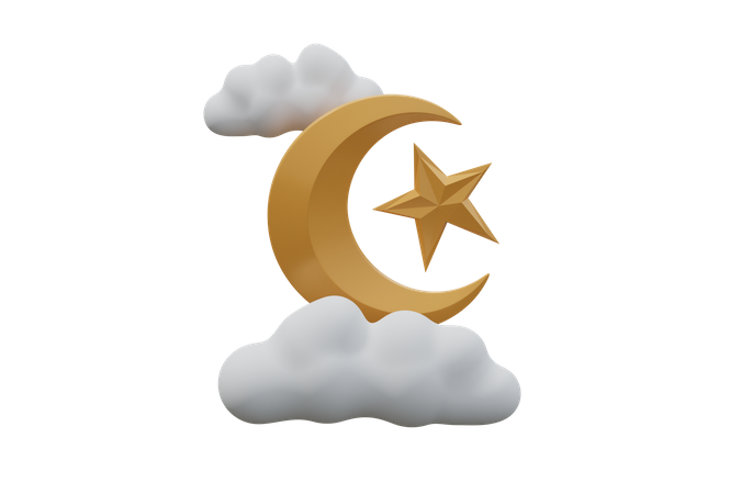 Crescent And Star  3D Icon