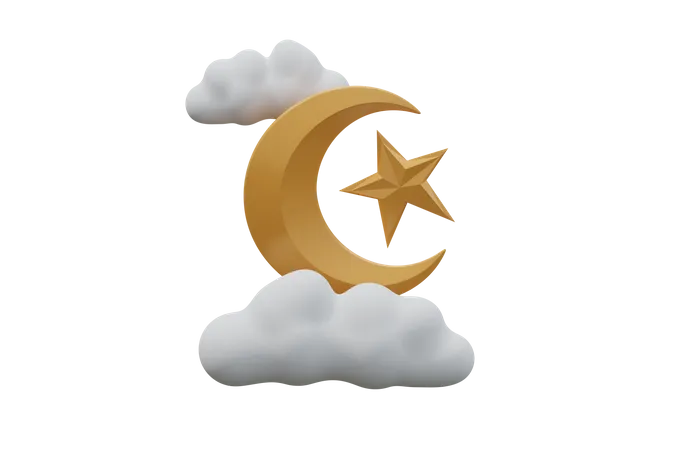 Crescent And Star  3D Icon