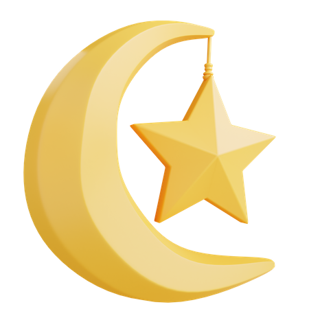 Crescent And Star  3D Icon