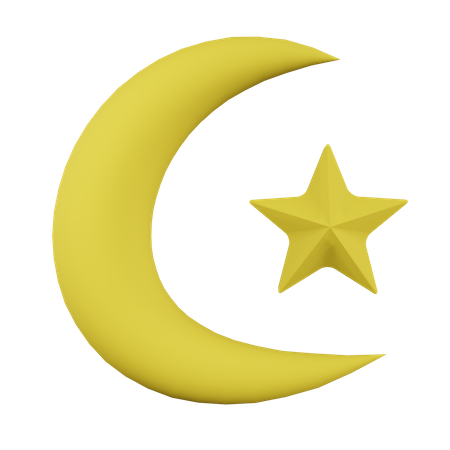 Crescent And Star  3D Icon