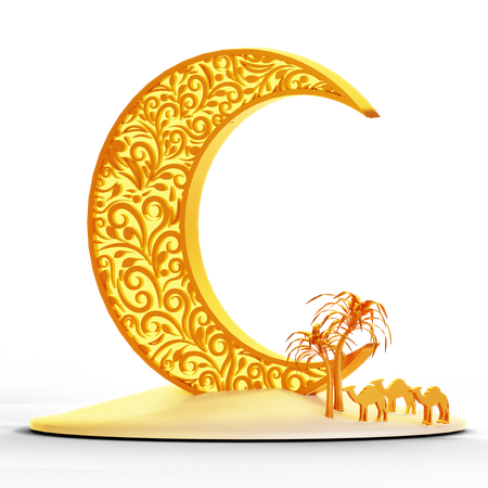 Crescent And Star  3D Illustration