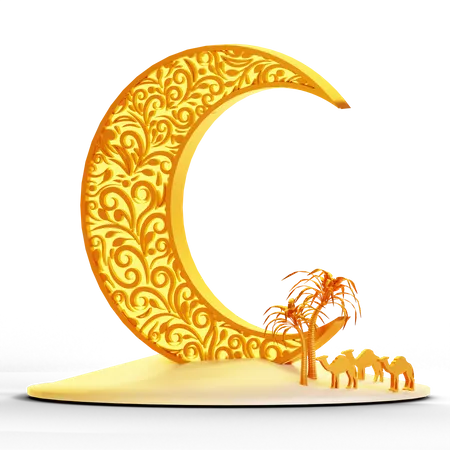 Crescent And Star  3D Illustration