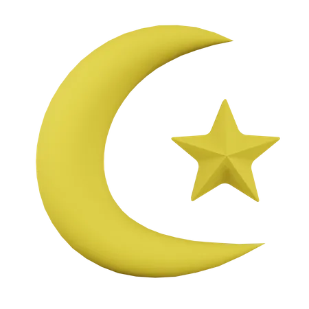 Crescent And Star  3D Illustration