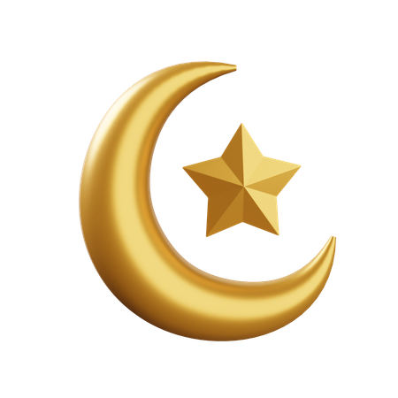 Crescent and Star  3D Illustration